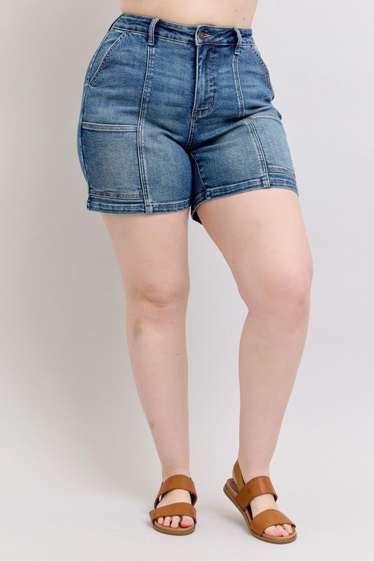 Judy Blue Full Size High Rise Denim Shorts Plus Size - Too Dimes Boutique