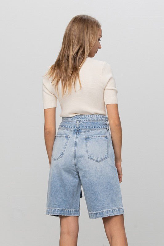 BELTED DENIM BERMUDAS - Too Dimes Boutique
