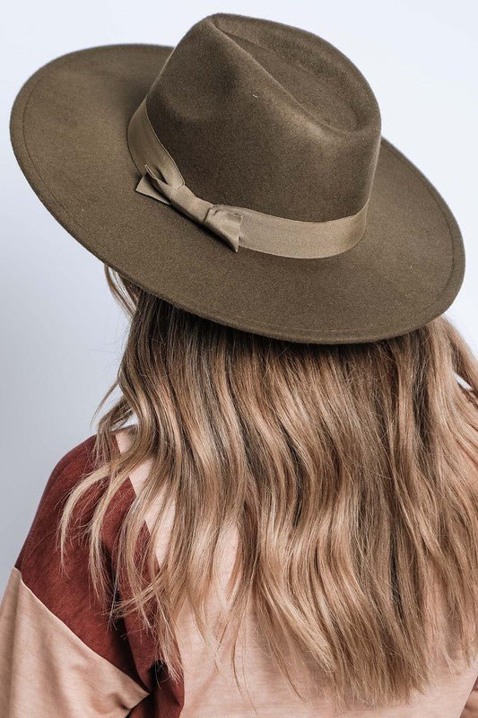 WIDE BRIM RIBBON FEDROA HAT - Too Dimes Boutique