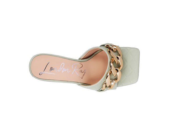 MERMAID Quilted Metal Chain Heeled Sandals - Too Dimes Boutique
