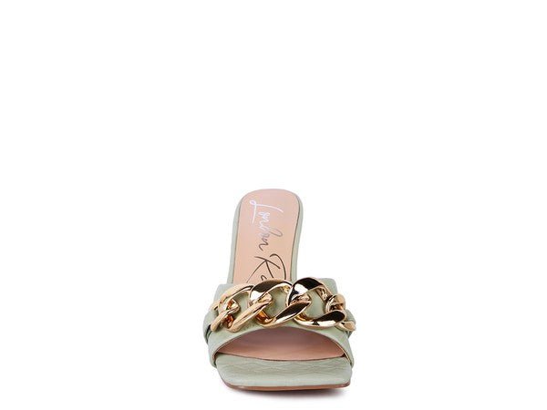 MERMAID Quilted Metal Chain Heeled Sandals - Too Dimes Boutique