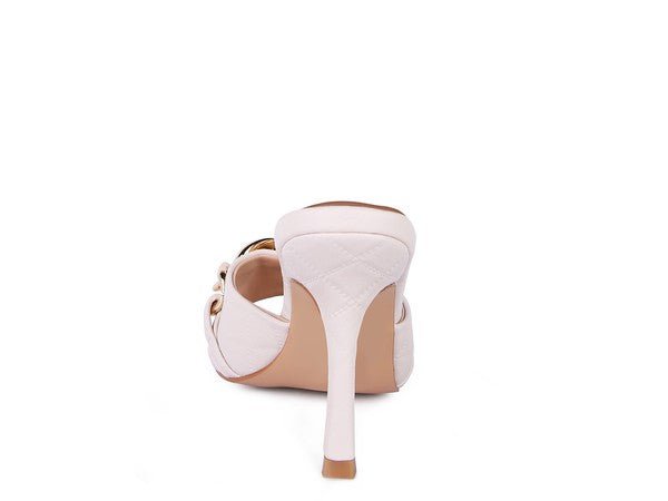 MERMAID Quilted Metal Chain Heeled Sandals - Too Dimes Boutique