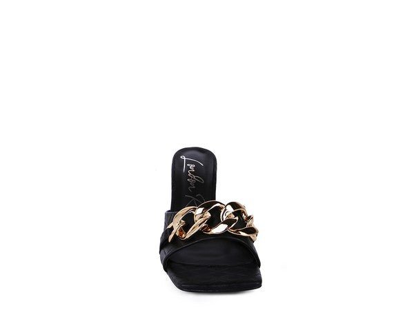 MERMAID Quilted Metal Chain Heeled Sandals - Too Dimes Boutique