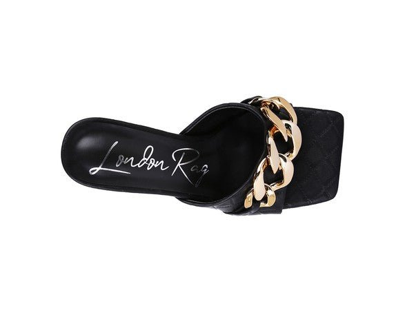 MERMAID Quilted Metal Chain Heeled Sandals - Too Dimes Boutique