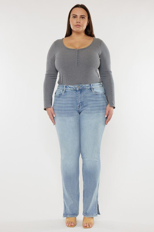 Plus Mid Rise Y2K Medium Wash Bootcut Jeans - Too Dimes Boutique