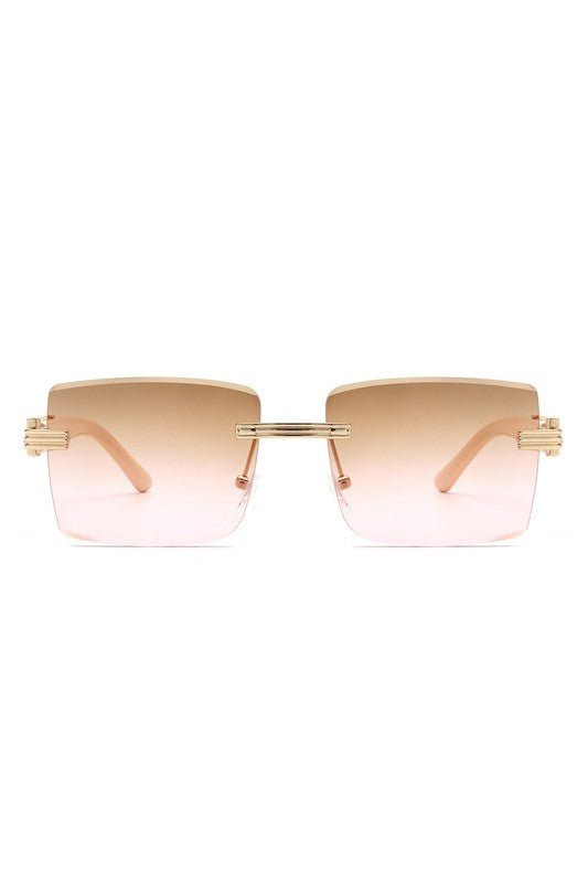 Rimless Square Retro Tinted Fashion Sunglasses - Too Dimes Boutique