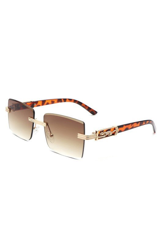 Rimless Square Retro Tinted Fashion Sunglasses - Too Dimes Boutique