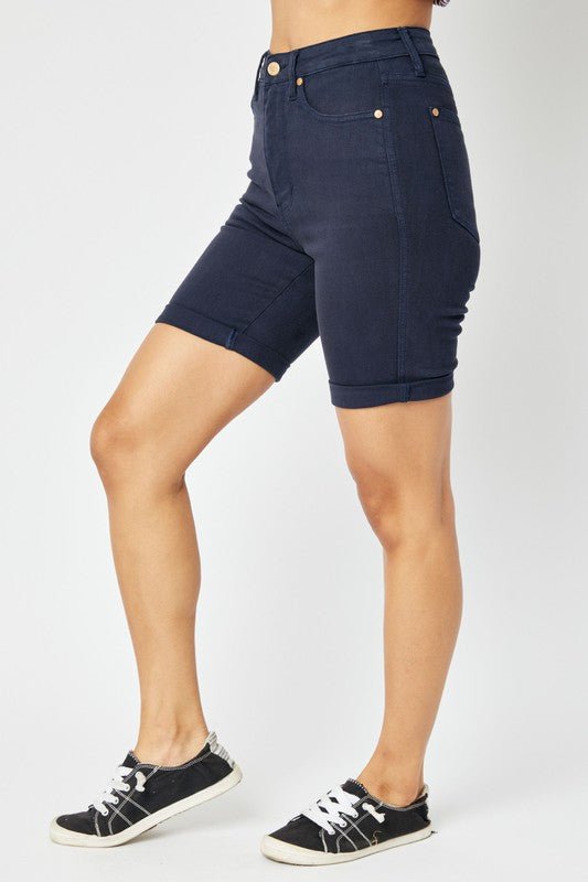 Judy Blue Full Size High Waist Tummy Control Bermuda Shorts - Too Dimes Boutique