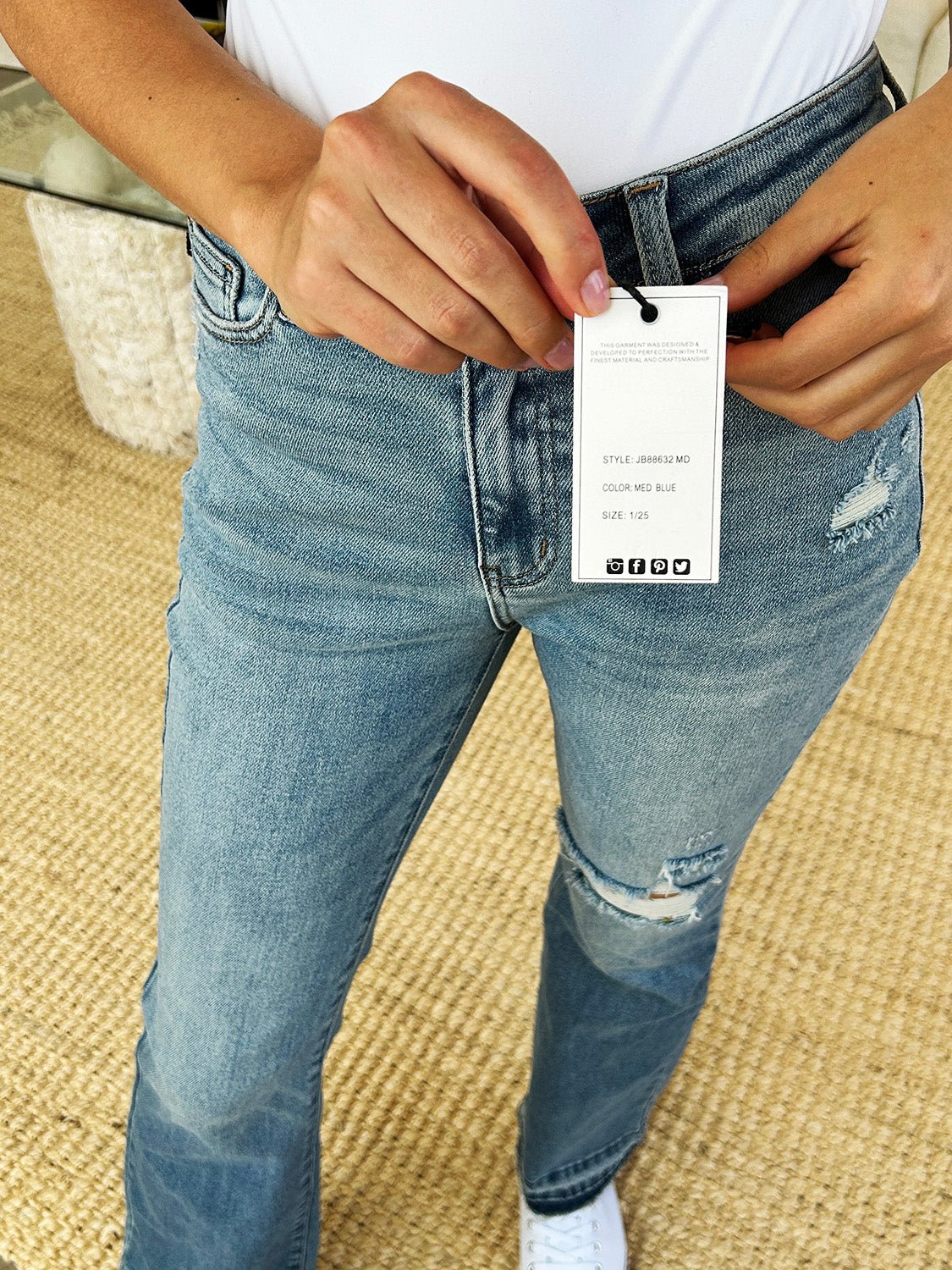 Judy Blue Full Size Mid Rise Destroyed Hem Distressed Jeans - Too Dimes Boutique
