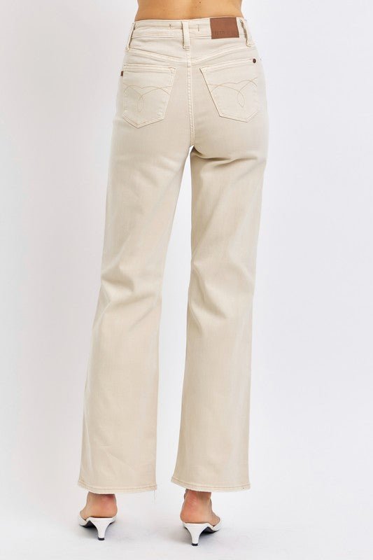 Judy Blue Full Size High Waist Distressed Wide Leg Jeans - Too Dimes Boutique