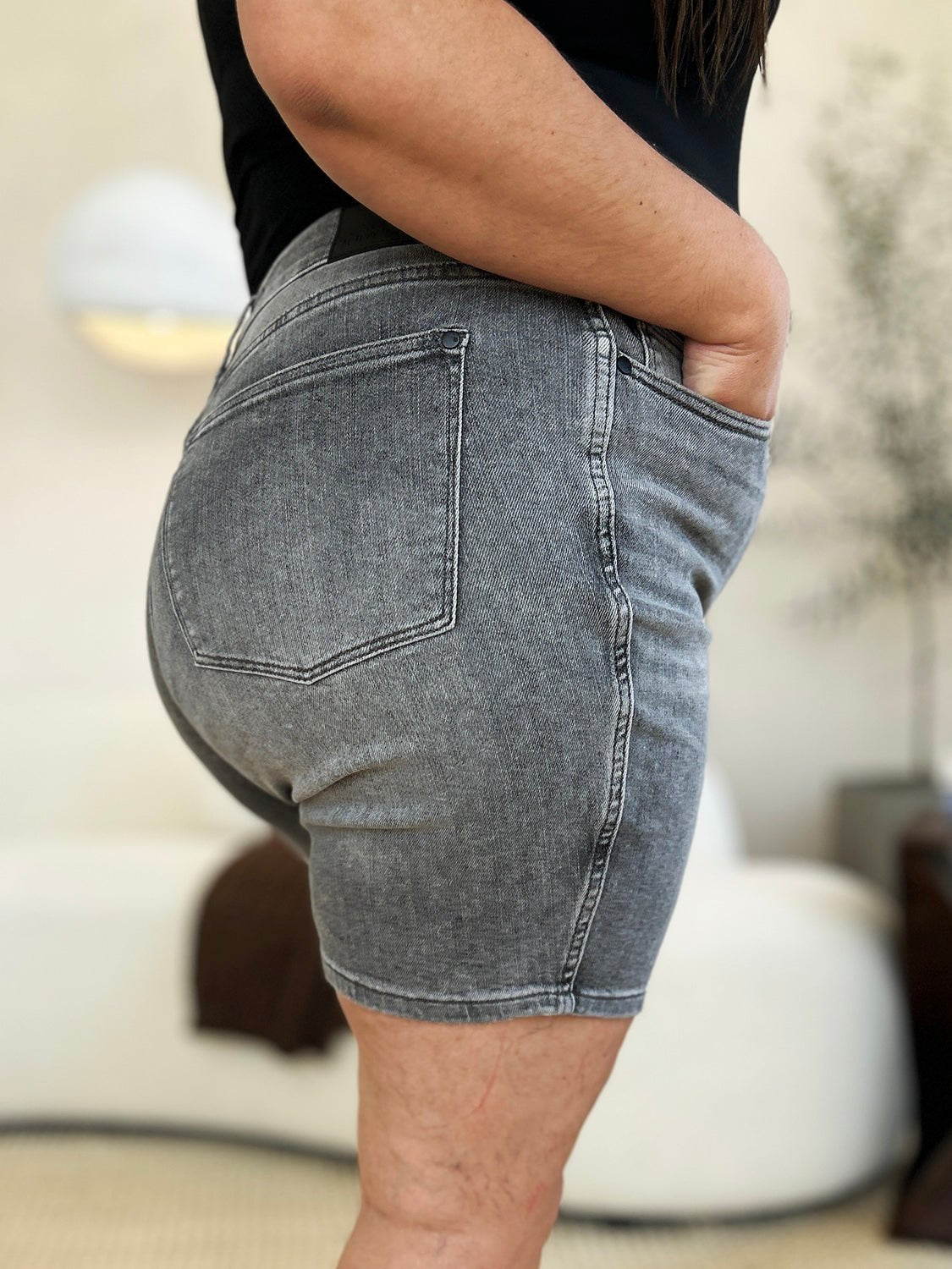 Judy Blue Full Size High Waist Washed Denim Shorts - Too Dimes Boutique