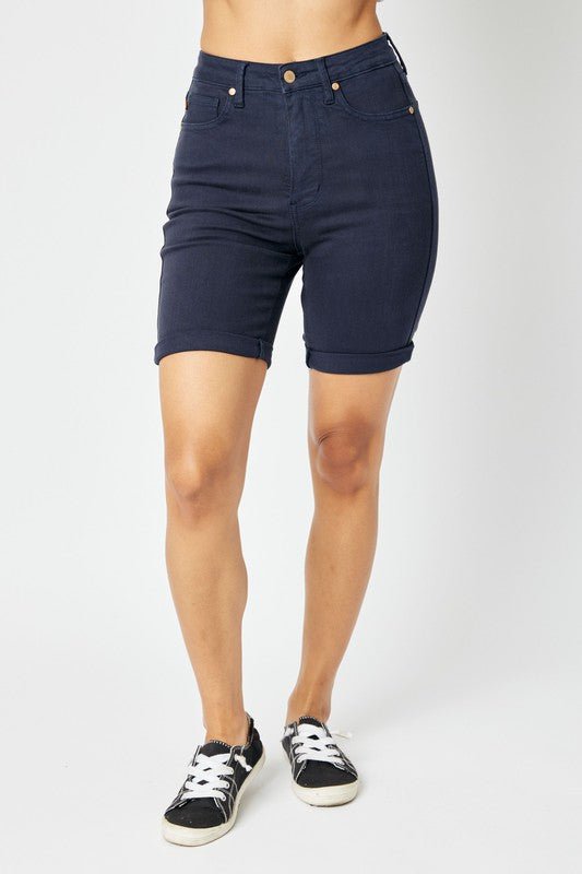 Judy Blue Full Size High Waist Tummy Control Bermuda Shorts - Too Dimes Boutique
