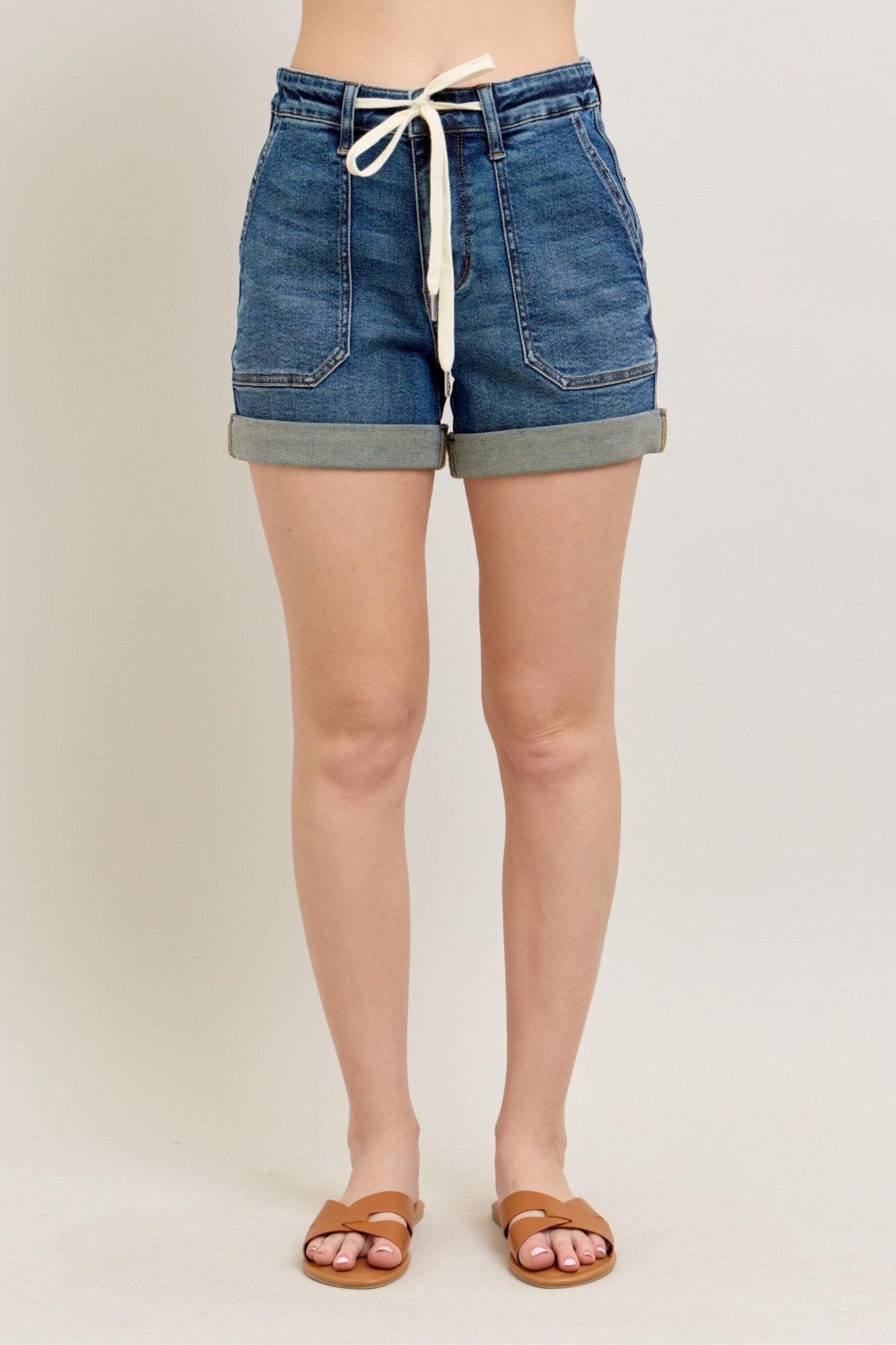 Judy Blue Full Size High Rise Cuff Denim Shorts Plus Size - Too Dimes Boutique