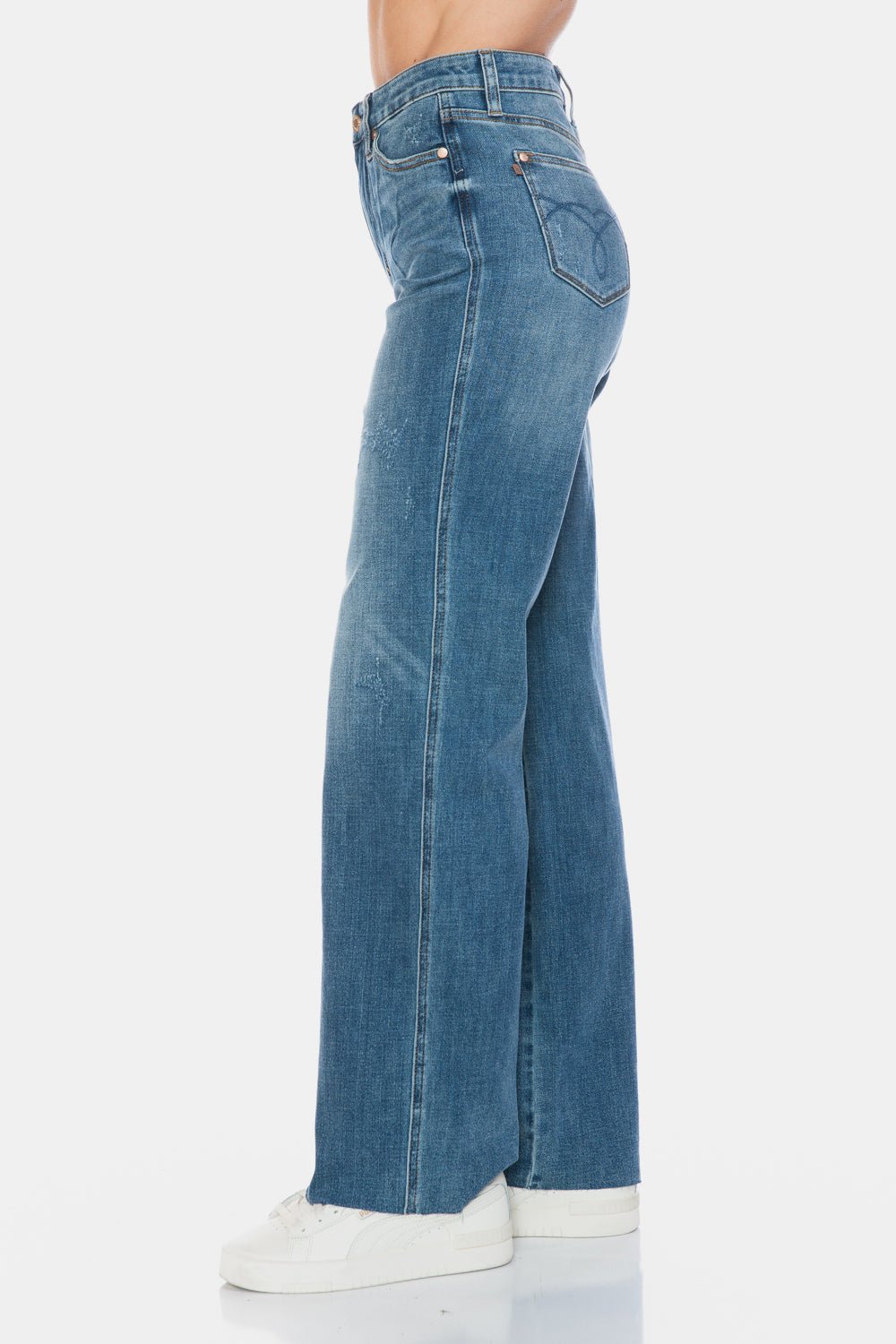 Judy Blue Full Size Tummy Control Cut Raw Hem Straight Jeans - Too Dimes Boutique