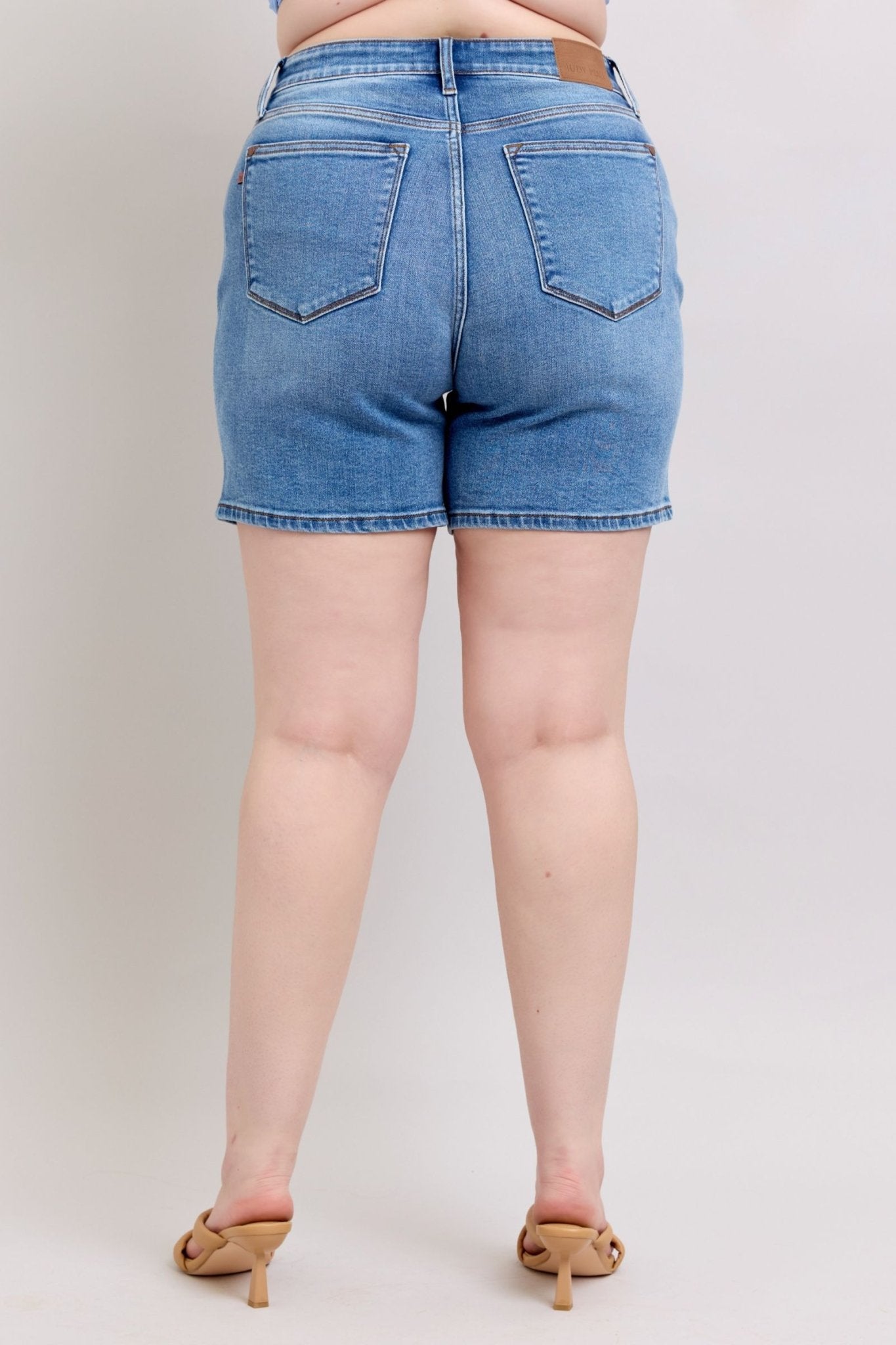 Judy Blue Full Size 2 Button Denim Shorts with Pockets Plus Size - Too Dimes Boutique