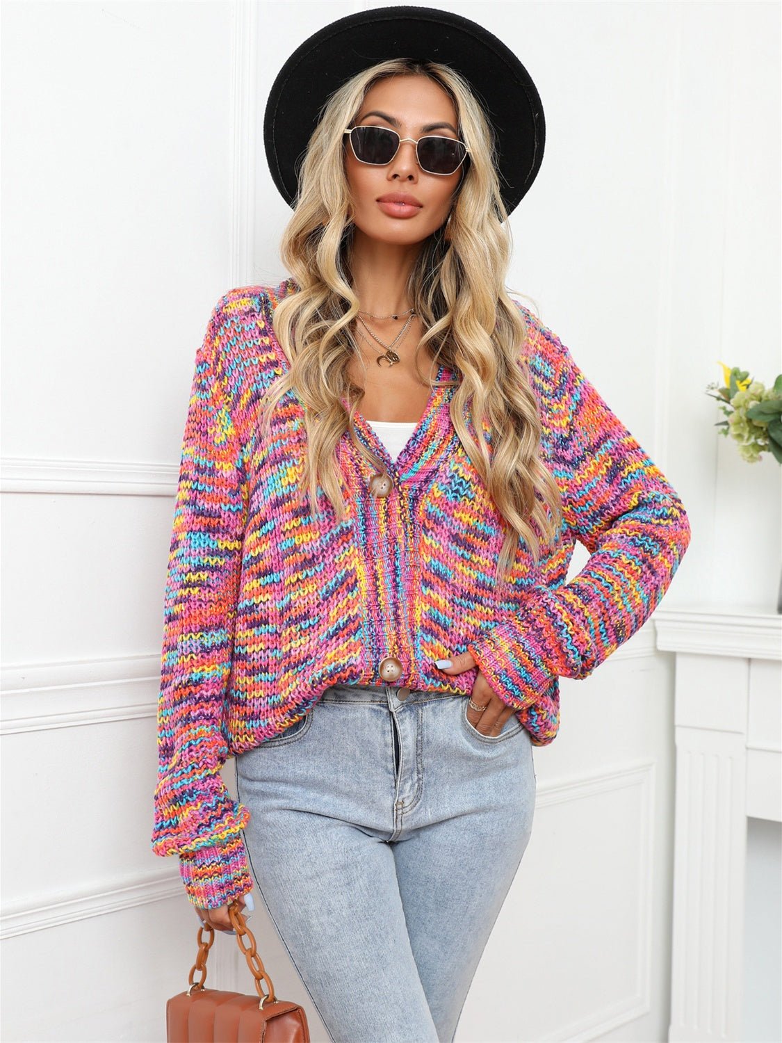 Angel Wings Button Up Dropped Shoulder Cardigan - Too Dimes Boutique
