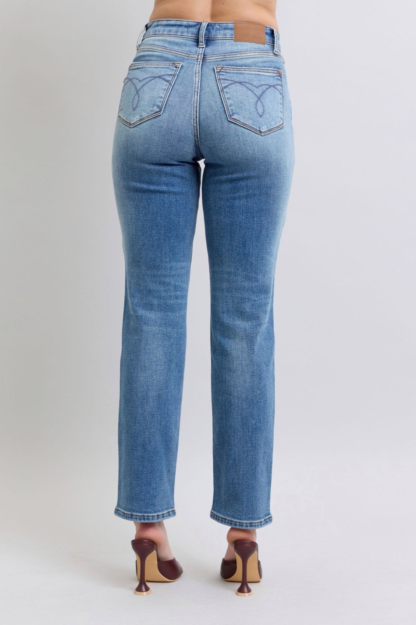 Judy Blue Full Size Run Vintage Wash Thermal Straight Jeans - Too Dimes Boutique