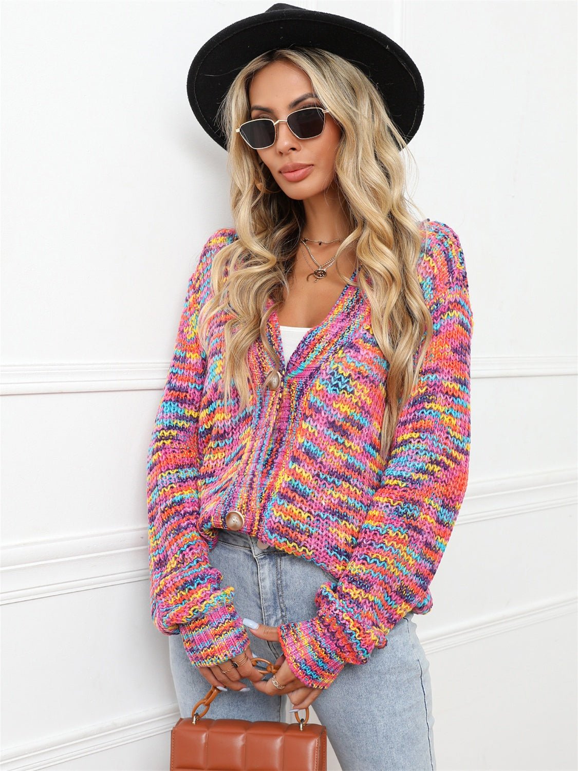 Angel Wings Button Up Dropped Shoulder Cardigan - Too Dimes Boutique