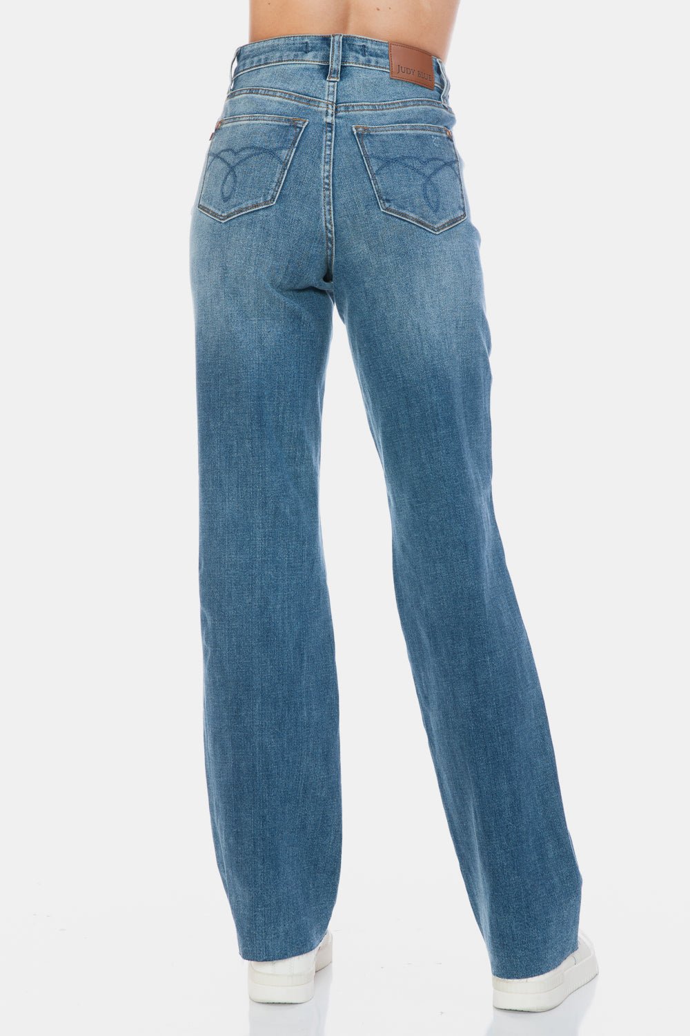 Judy Blue Full Size Tummy Control Cut Raw Hem Straight Jeans - Too Dimes Boutique