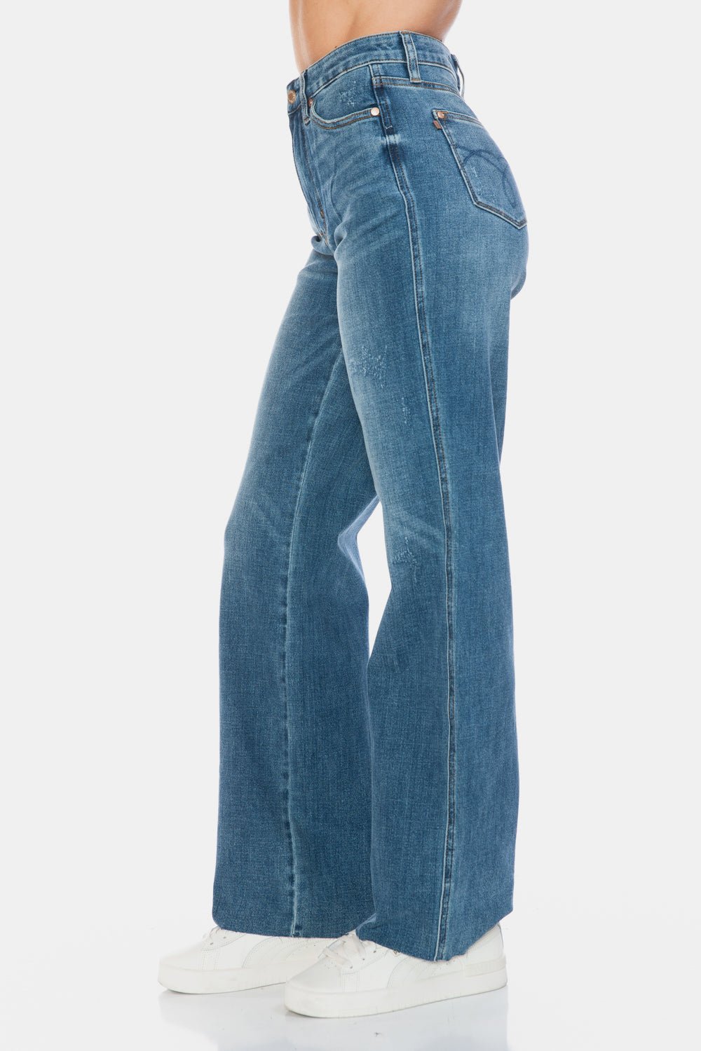 Judy Blue Full Size Tummy Control Cut Raw Hem Straight Jeans - Too Dimes Boutique