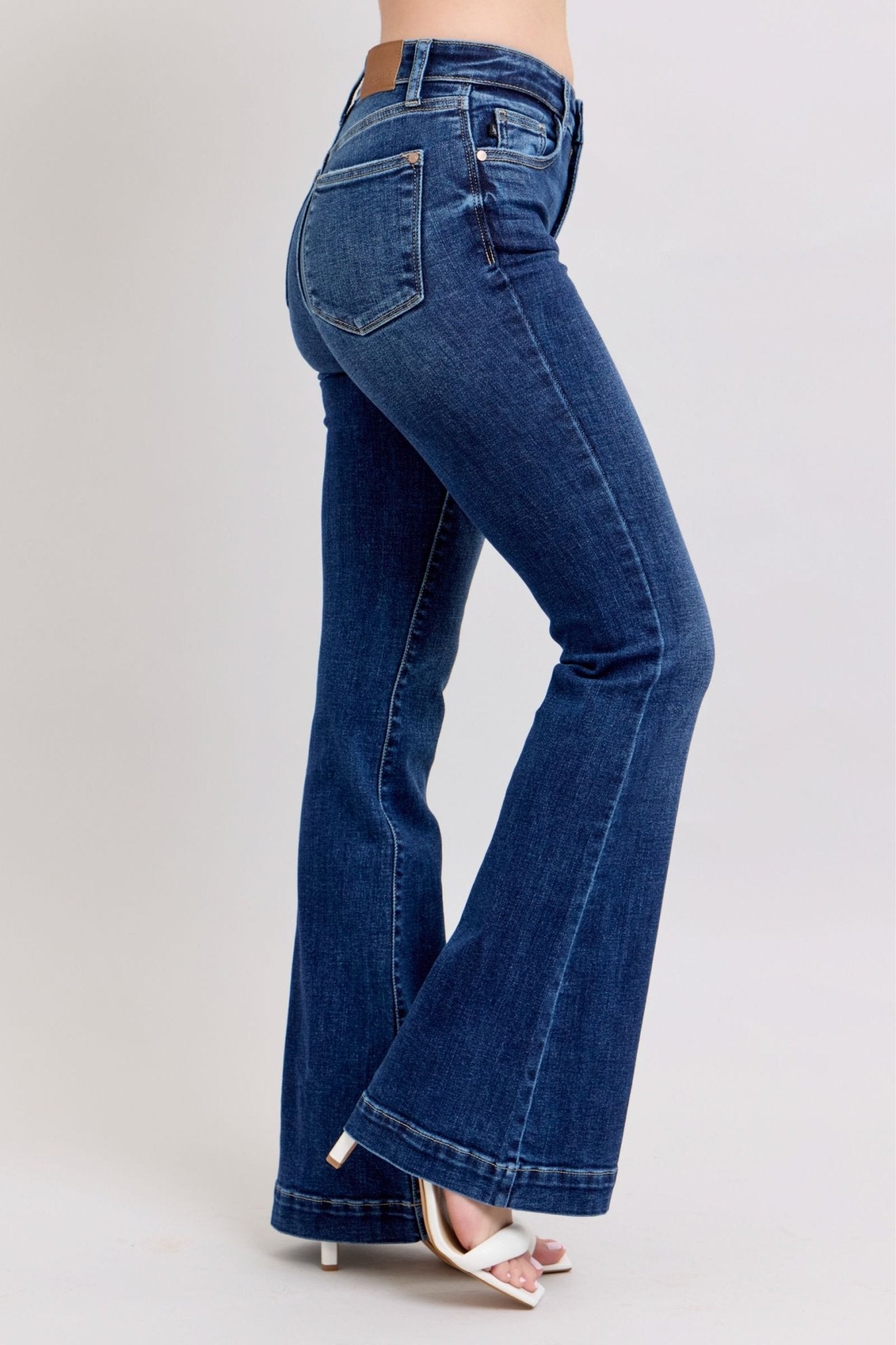 Judy Blue Full Size High Rise Flare Jeans with Pockets Plus Size - Too Dimes Boutique
