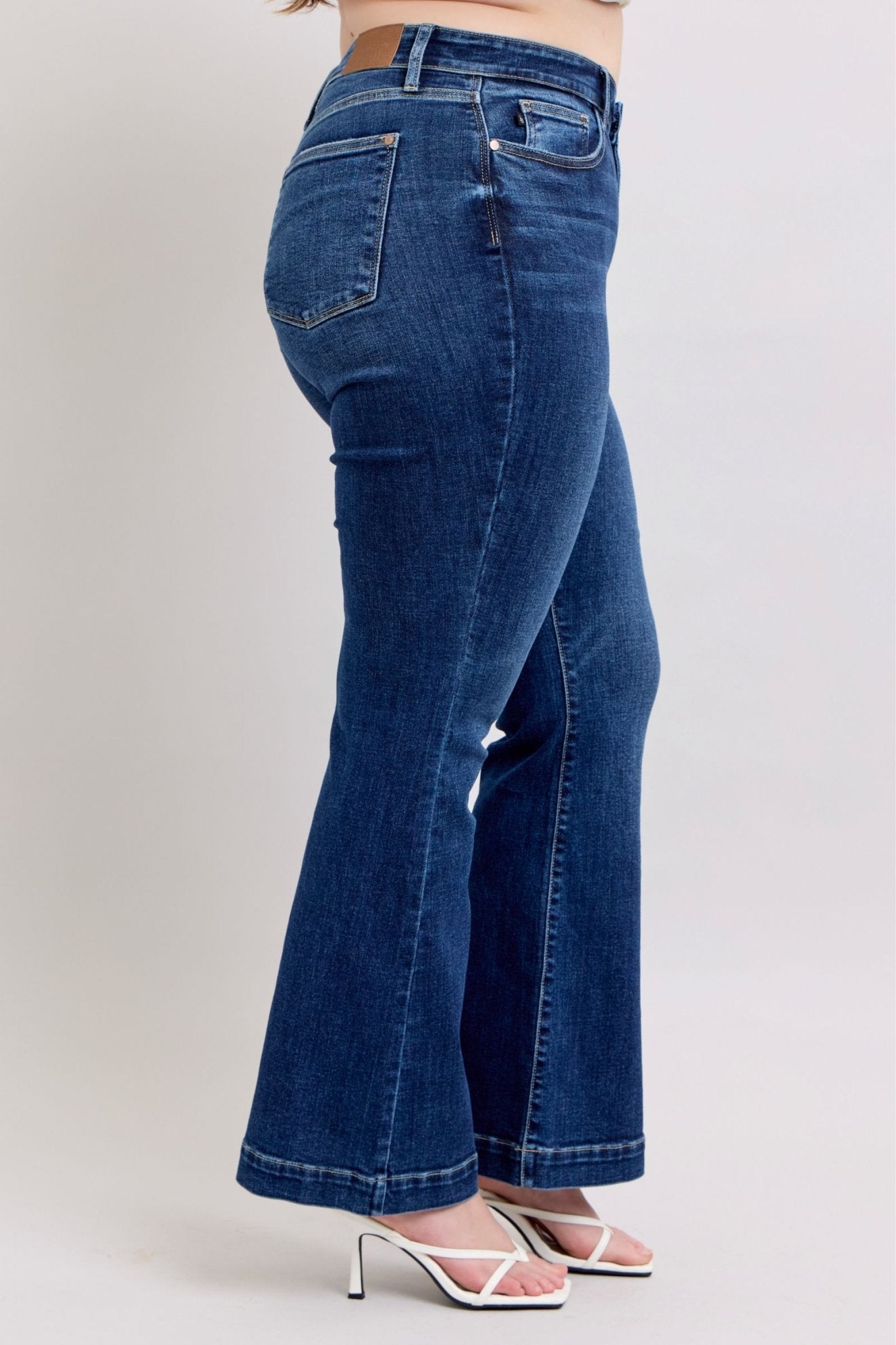 Judy Blue Full Size High Rise Flare Jeans with Pockets Plus Size - Too Dimes Boutique