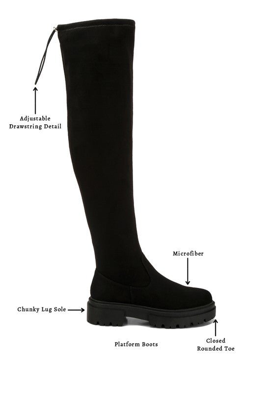 Babette Drawstring Detail Knee High Boots - Too Dimes Boutique