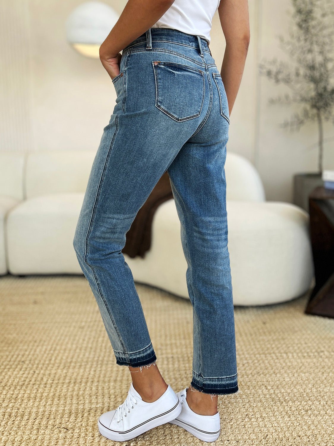 Judy Blue Full Size Mid Rise Rigid Magic Release Hem Jeans - Too Dimes Boutique