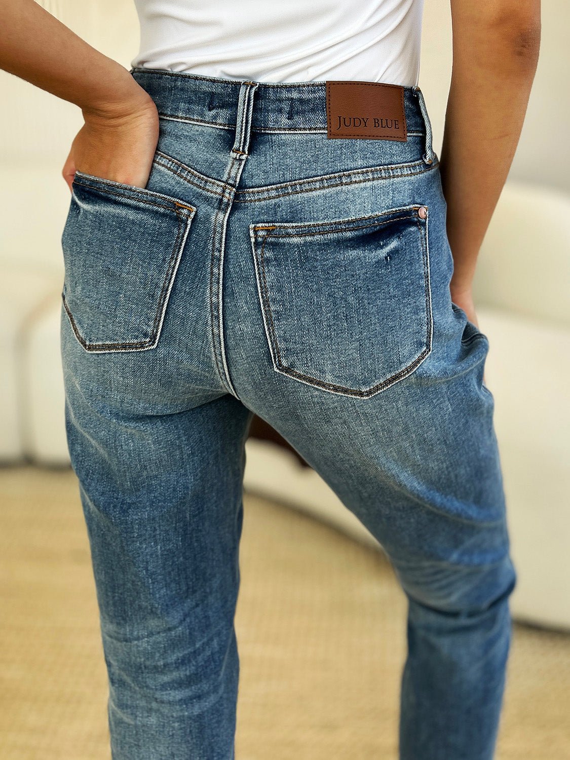 Judy Blue Full Size Mid Rise Rigid Magic Release Hem Jeans - Too Dimes Boutique