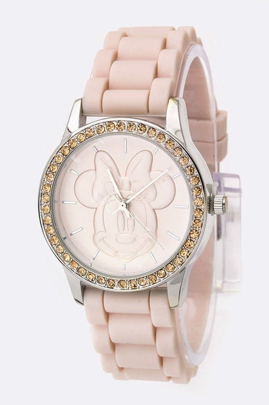 Crystal Bezel Embossed Minnie Jelly Watch - Too Dimes Boutique