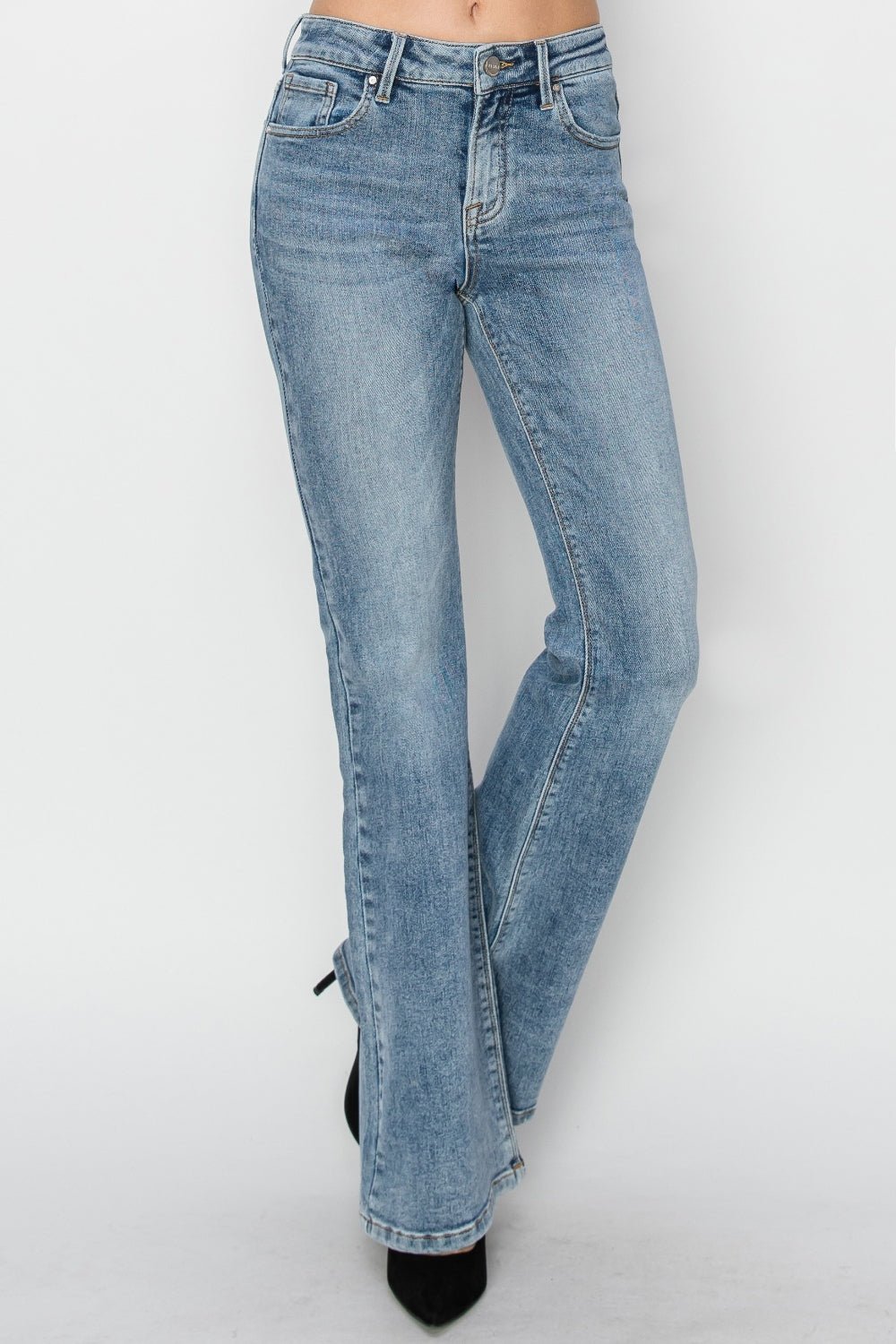 RISEN Full Size Mid Rise Bootcut Jeans - Too Dimes Boutique