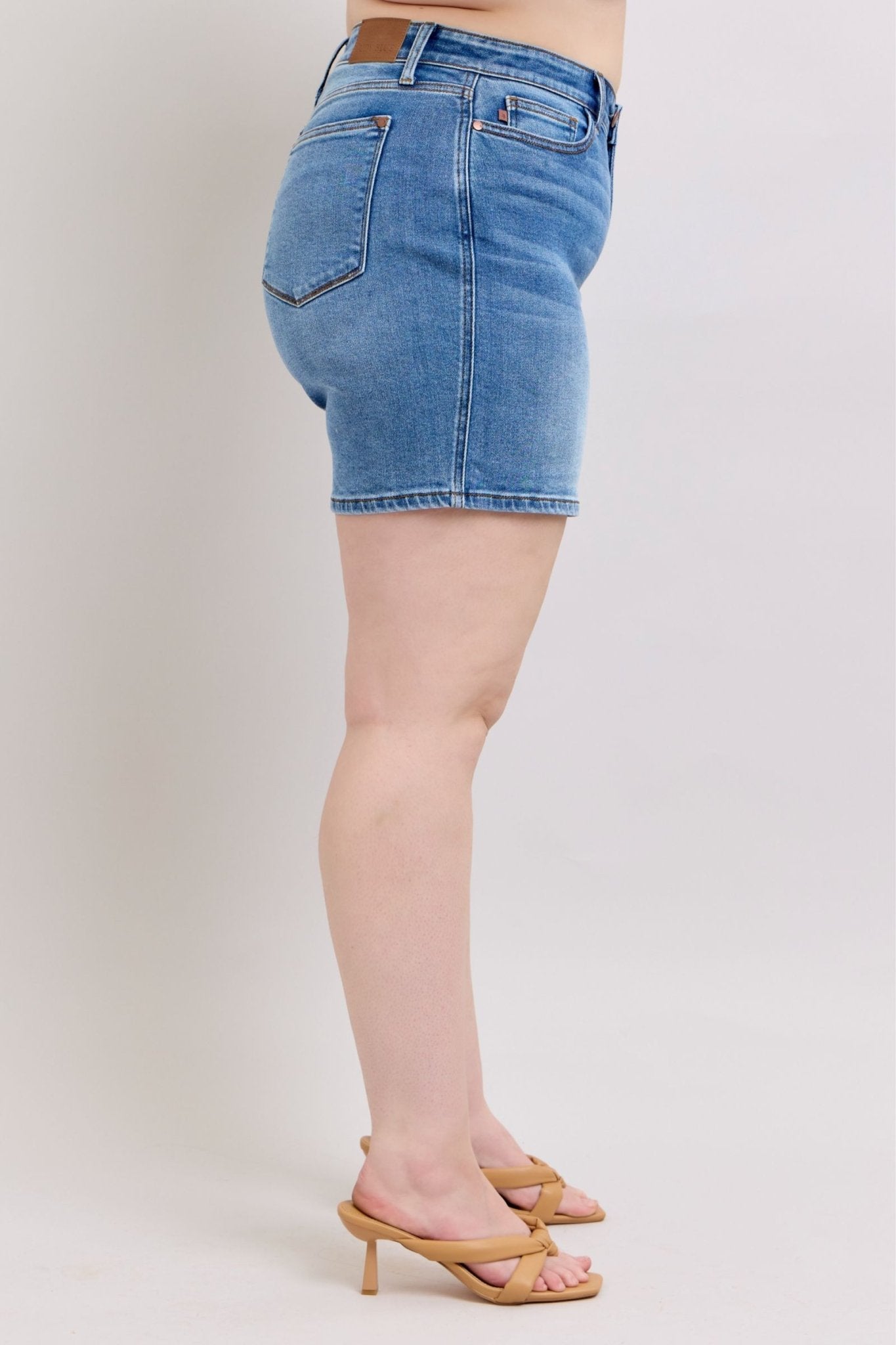 Judy Blue Full Size 2 Button Denim Shorts with Pockets Plus Size - Too Dimes Boutique