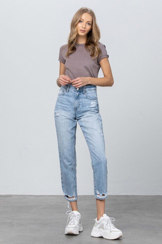 HIGH RISE TAPERED JEANS - Too Dimes Boutique