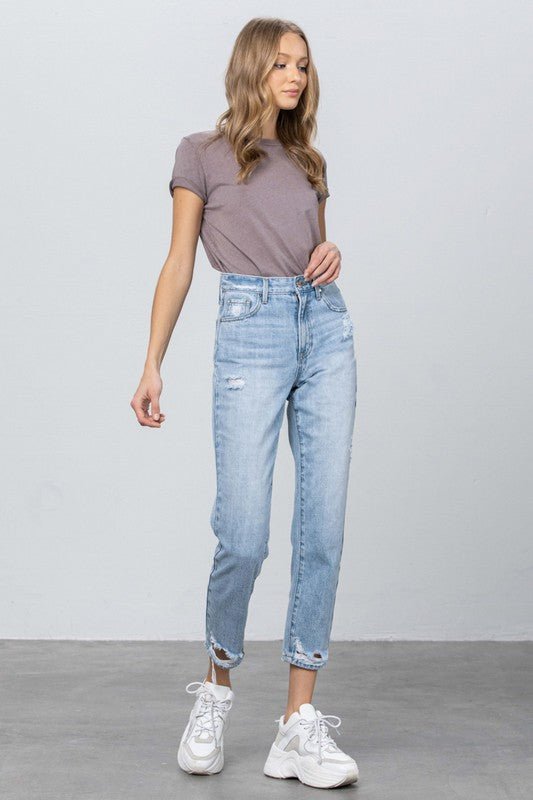 HIGH RISE TAPERED JEANS - Too Dimes Boutique