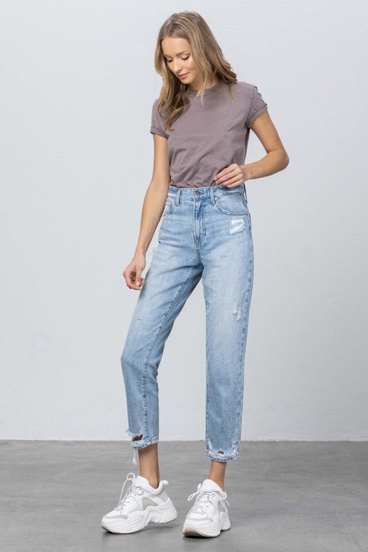 HIGH RISE TAPERED JEANS - Too Dimes Boutique
