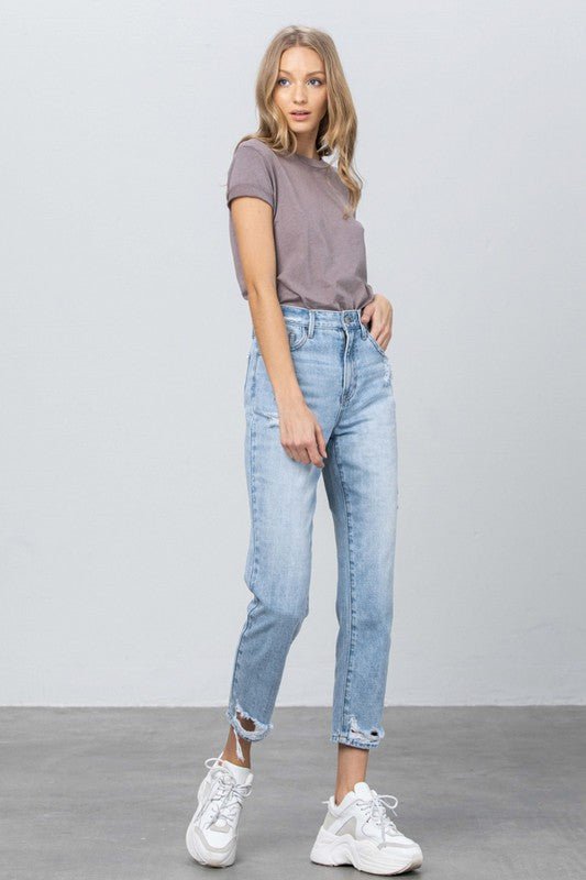 HIGH RISE TAPERED JEANS - Too Dimes Boutique