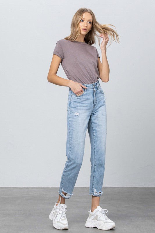 HIGH RISE TAPERED JEANS - Too Dimes Boutique