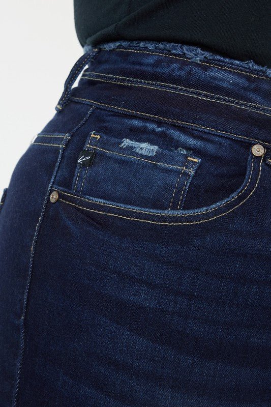 Plus High Rise Double WB Fray Hem Flare Jeans - Too Dimes Boutique
