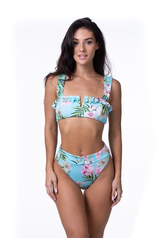 MINT TROPICAL FLORAL BIKINI SET - Too Dimes Boutique