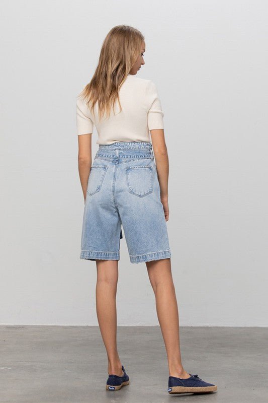 BELTED DENIM BERMUDAS - Too Dimes Boutique