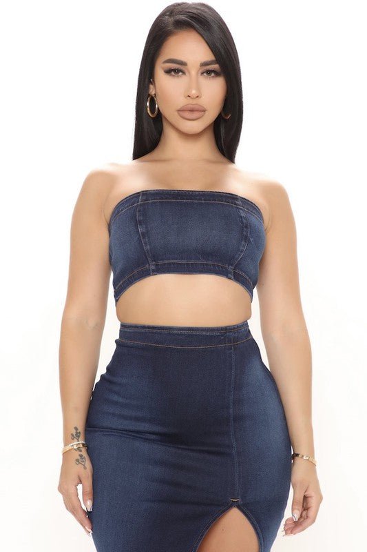 Miami Skirt Set in Dark Denim - Too Dimes Boutique