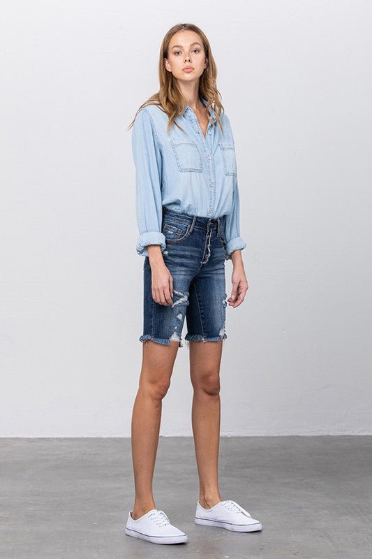 HIGH RISE BERMUDA SHORTS - Too Dimes Boutique
