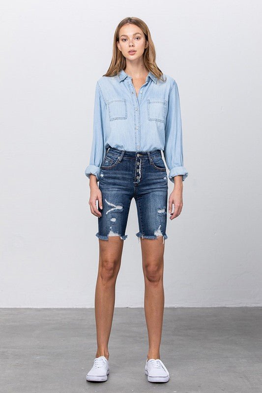 HIGH RISE BERMUDA SHORTS - Too Dimes Boutique