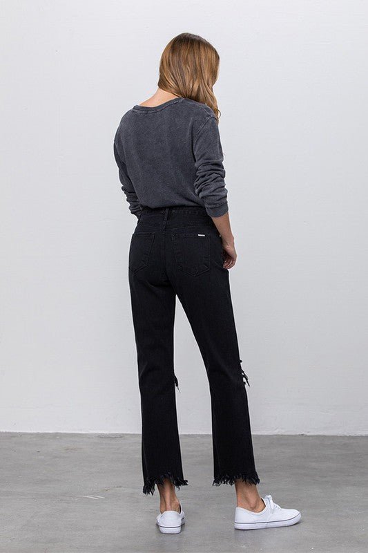 DESTROYED STRAIGHT JEANS - Too Dimes Boutique