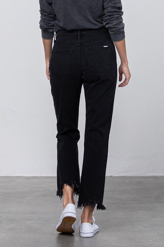 DESTROYED STRAIGHT JEANS - Too Dimes Boutique