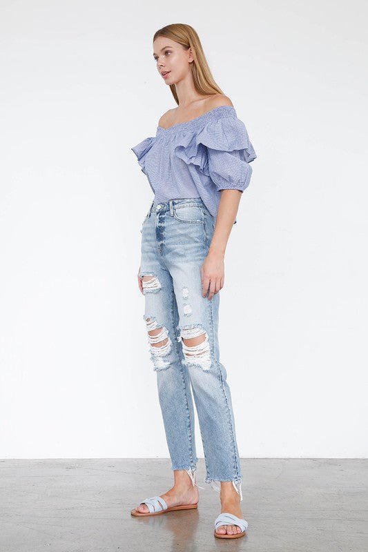 HIGH RISE MOM JEANS - Too Dimes Boutique