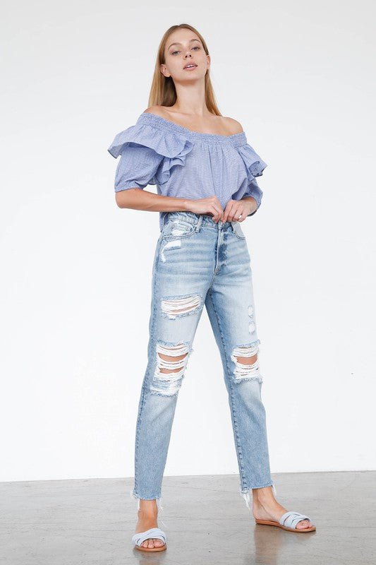 HIGH RISE MOM JEANS - Too Dimes Boutique
