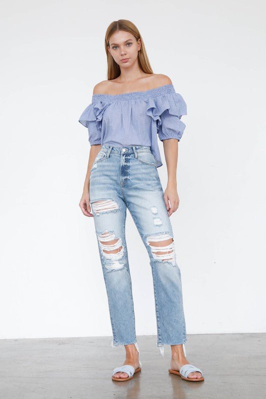 HIGH RISE MOM JEANS - Too Dimes Boutique