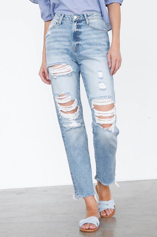 HIGH RISE MOM JEANS - Too Dimes Boutique