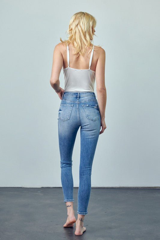 HIGH RISE ANKLE SKINNY JEANS - Too Dimes Boutique